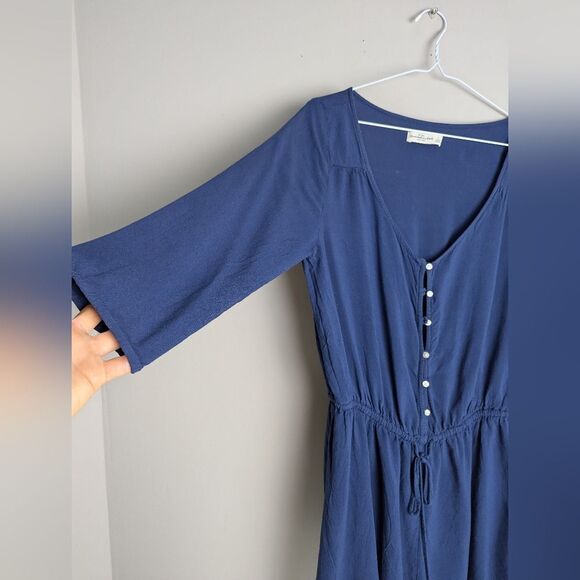 Abercrombie & Fitch Navy Blue Romper Women’s Button Front Shorts Sz L - Picture 3 of 6